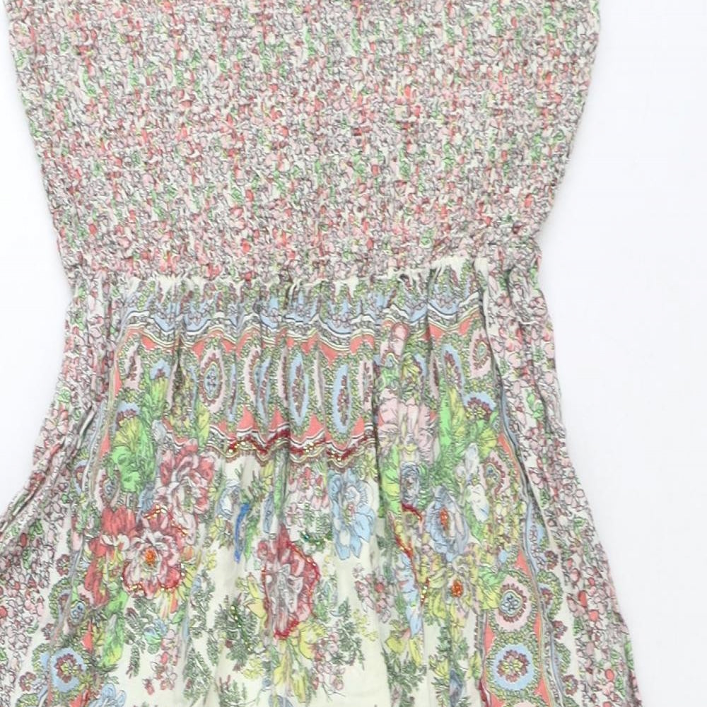 New Look Womens Multicoloured Geometric Polyester Tank Dress Size 8 One Shoulder Pullover
