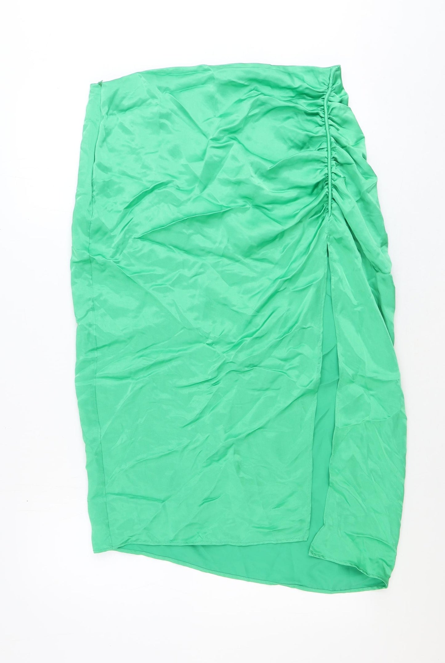 Zara Womens Green Polyester Straight & Pencil Skirt Size XL Zip