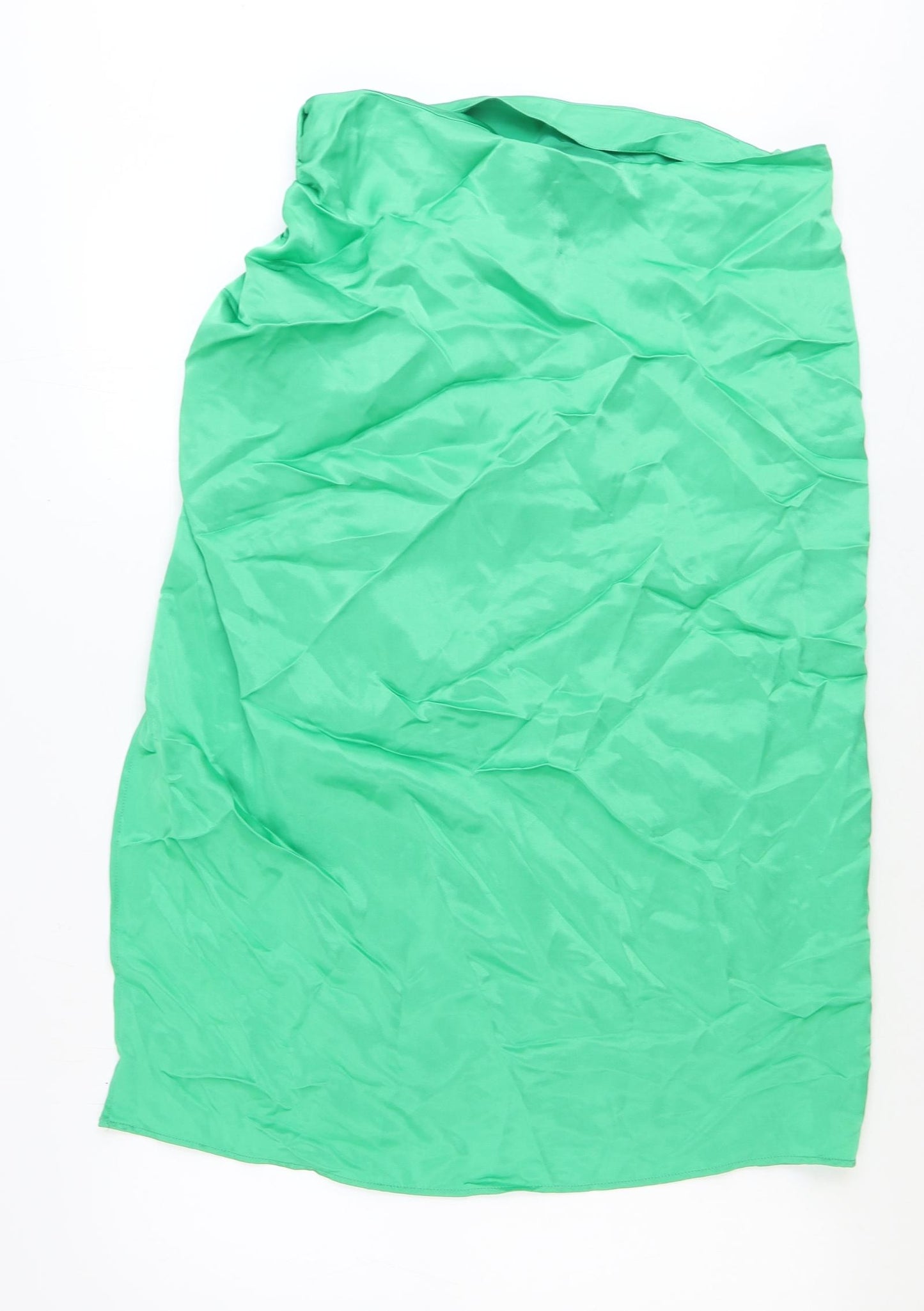 Zara Womens Green Polyester Straight & Pencil Skirt Size XL Zip