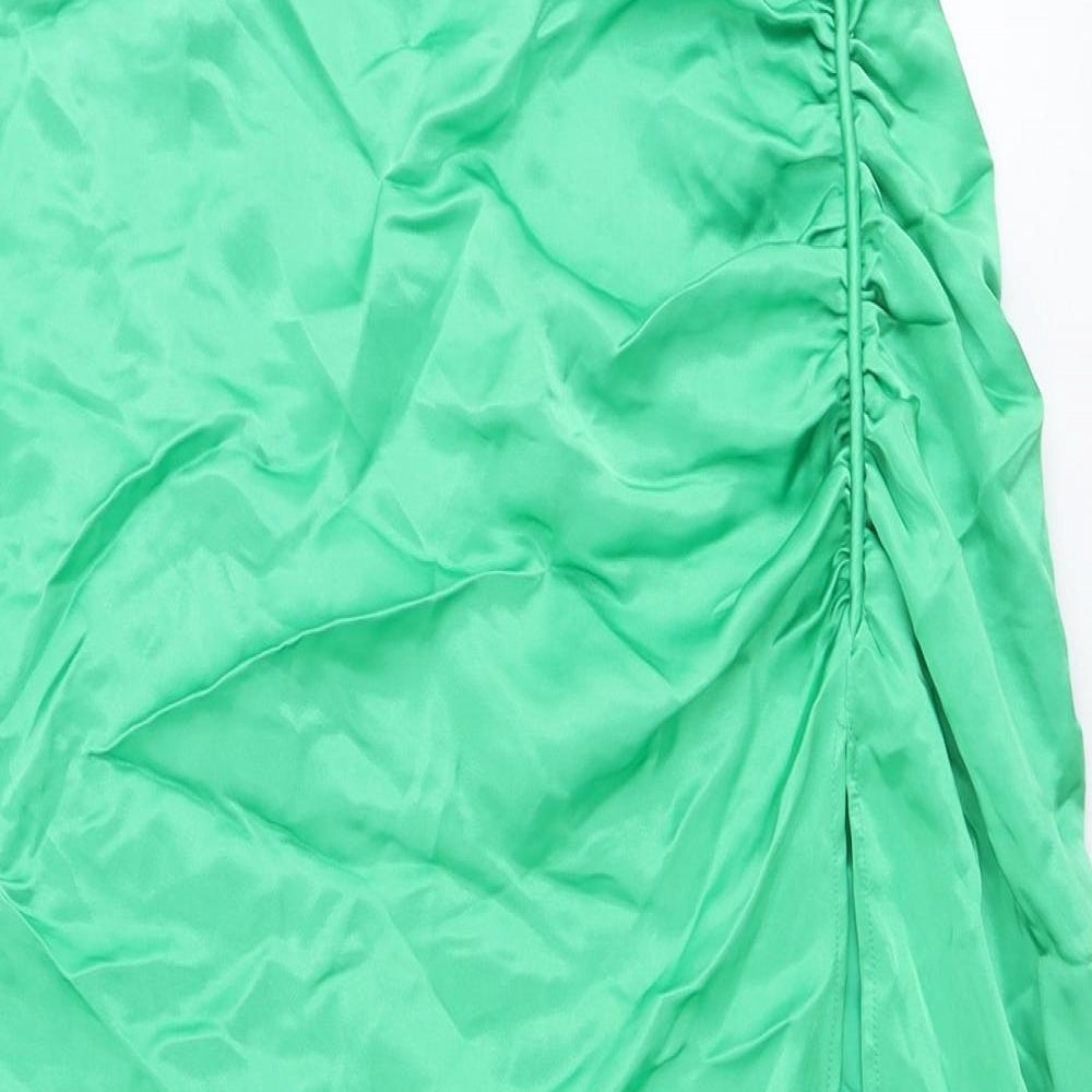 Zara Womens Green Polyester Straight & Pencil Skirt Size XL Zip