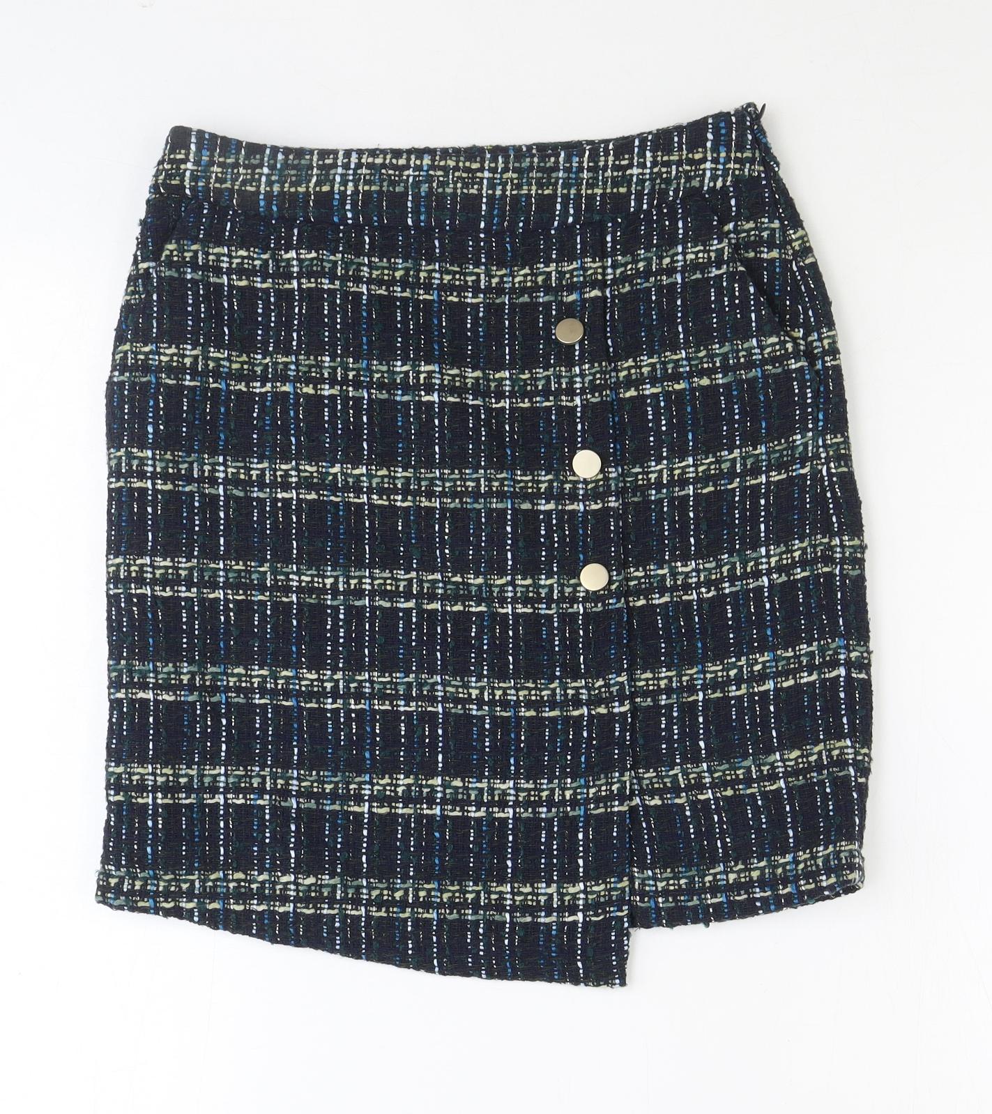 Monsoon Womens Black Geometric Polyester Straight & Pencil Skirt Size 10 Zip