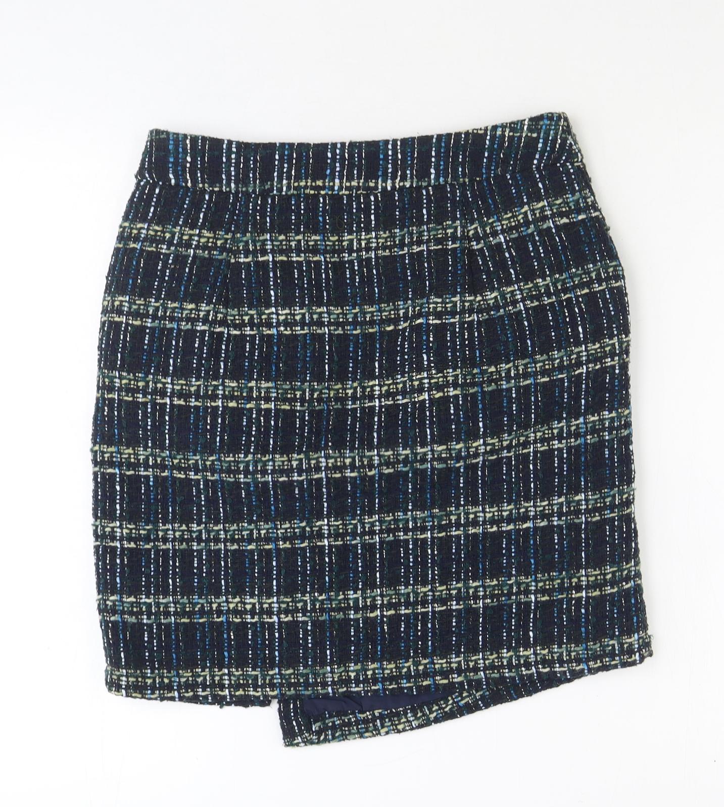 Monsoon Womens Black Geometric Polyester Straight & Pencil Skirt Size 10 Zip