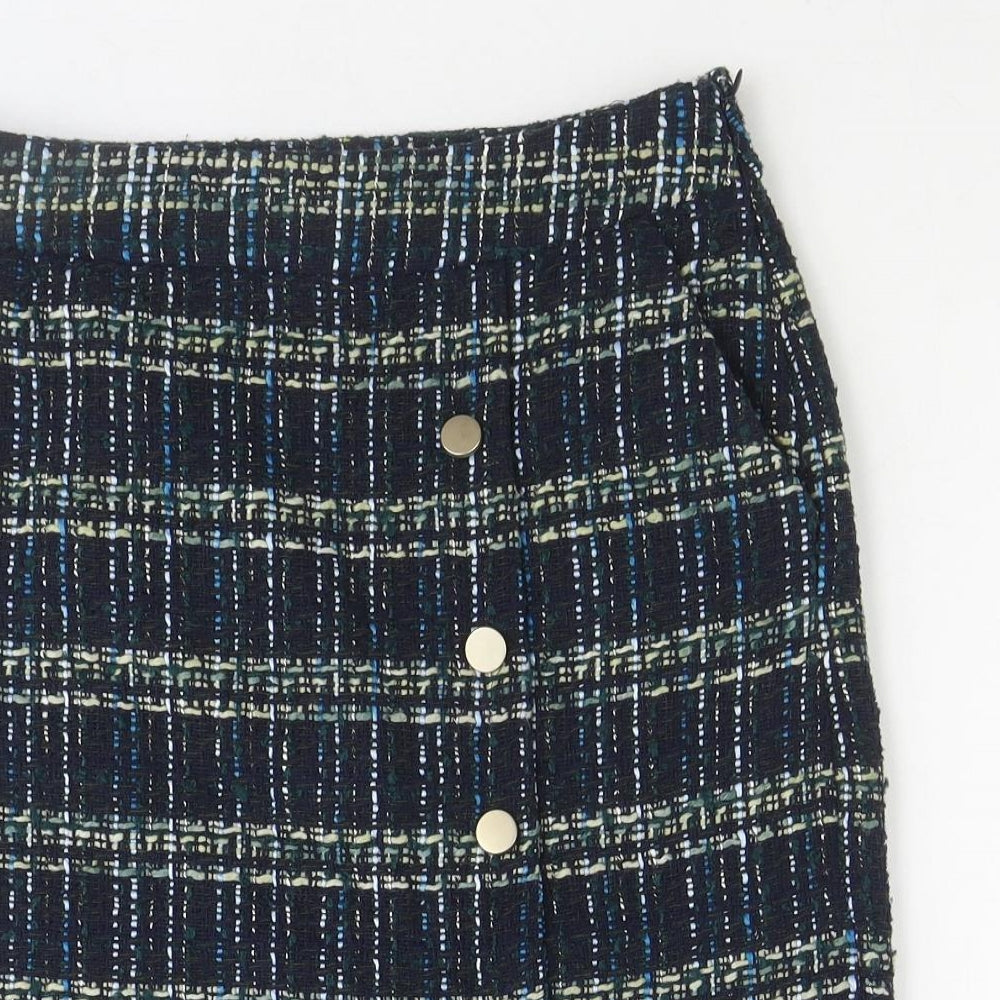 Monsoon Womens Black Geometric Polyester Straight & Pencil Skirt Size 10 Zip