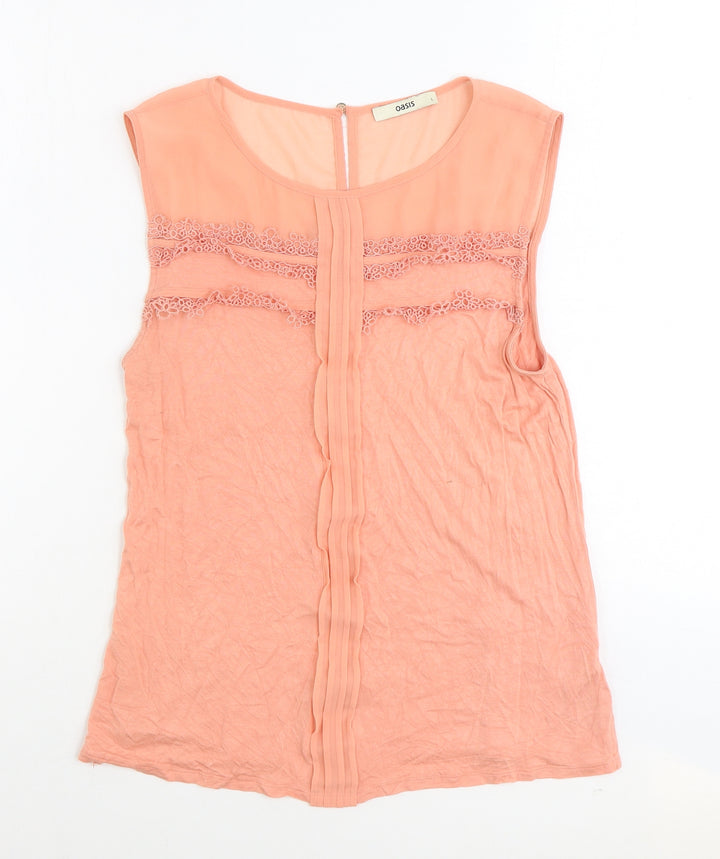 Oasis Womens Pink Viscose Basic Tank Size L Round Neck