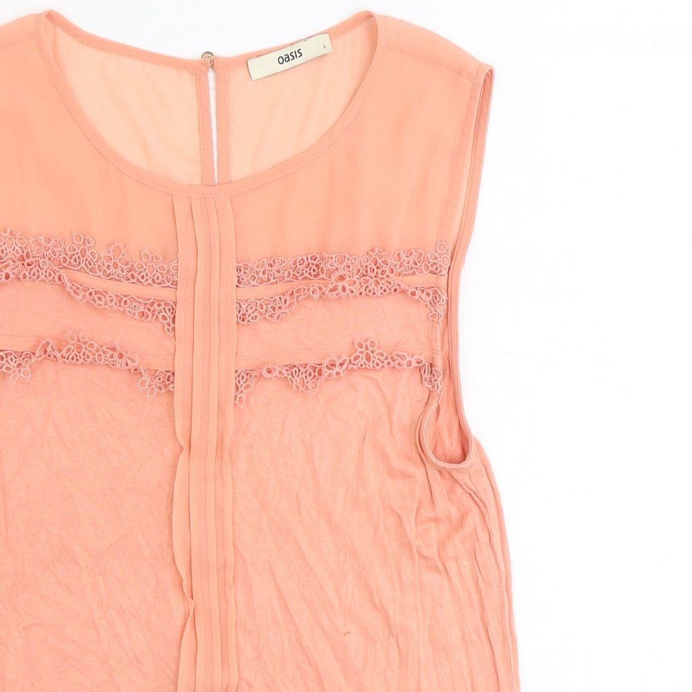 Oasis Womens Pink Viscose Basic Tank Size L Round Neck