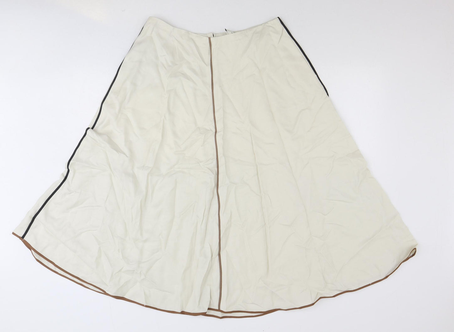 Alysi Womens Ivory Viscose Swing Skirt Size 12 Zip