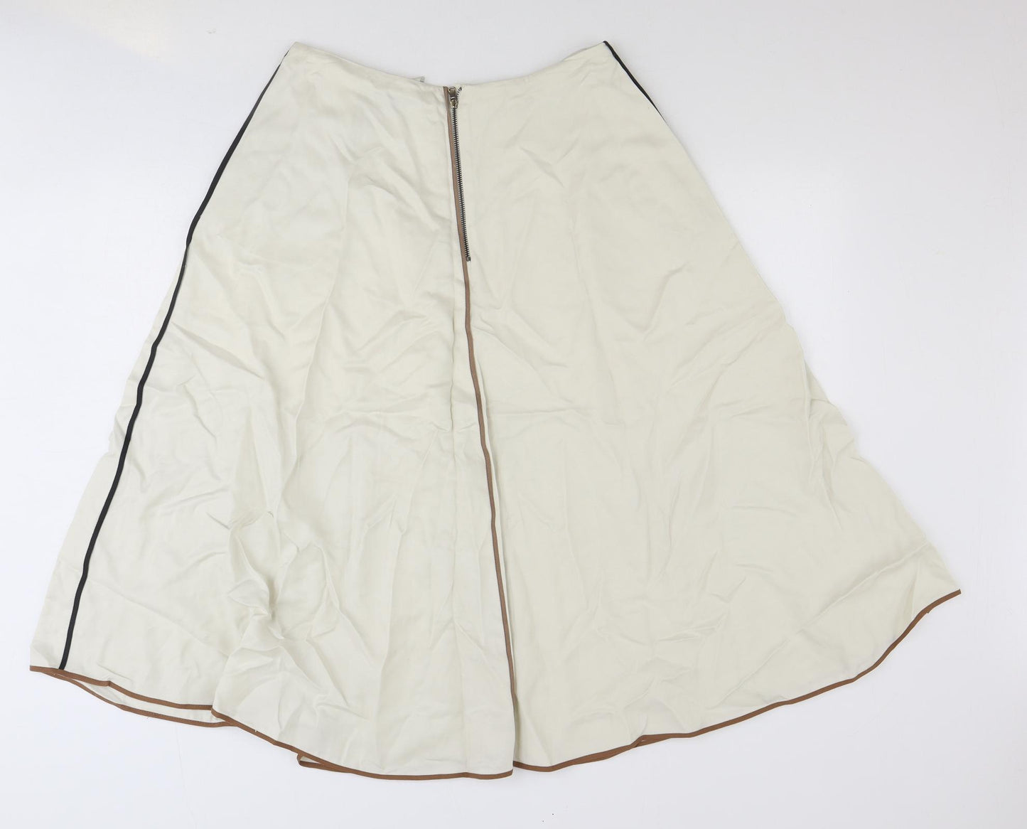 Alysi Womens Ivory Viscose Swing Skirt Size 12 Zip