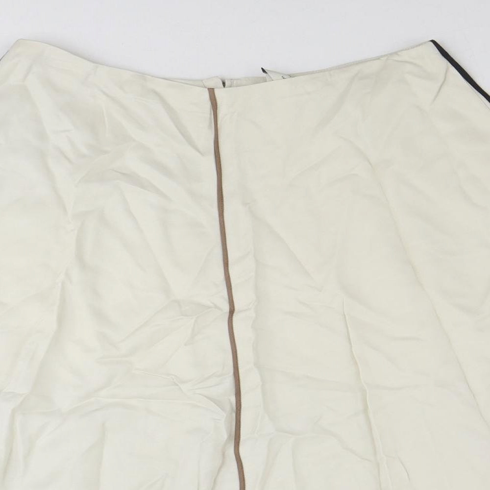 Alysi Womens Ivory Viscose Swing Skirt Size 12 Zip