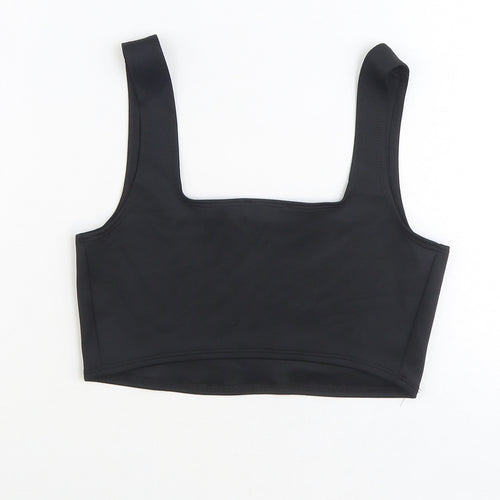 Flounce Womens Black Polyester Cropped Tank Size 12 Square Neck