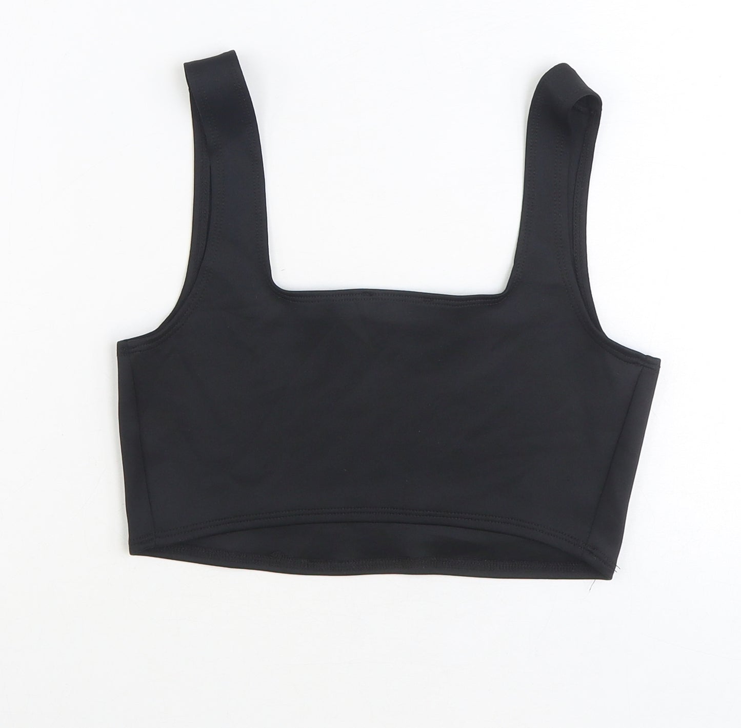 Flounce Womens Black Polyester Cropped Tank Size 12 Square Neck