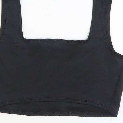 Flounce Womens Black Polyester Cropped Tank Size 12 Square Neck