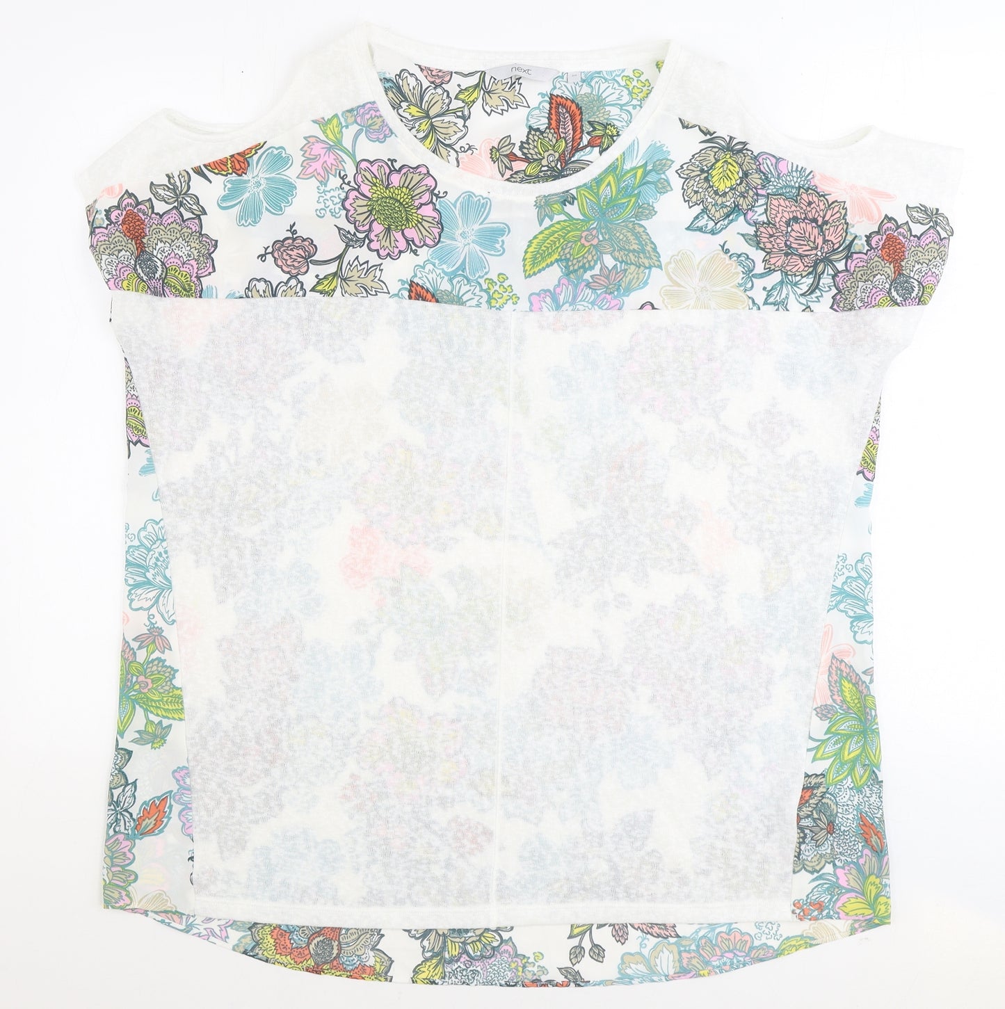 NEXT Womens Multicoloured Floral Polyester Basic T-Shirt Size 20 Round Neck
