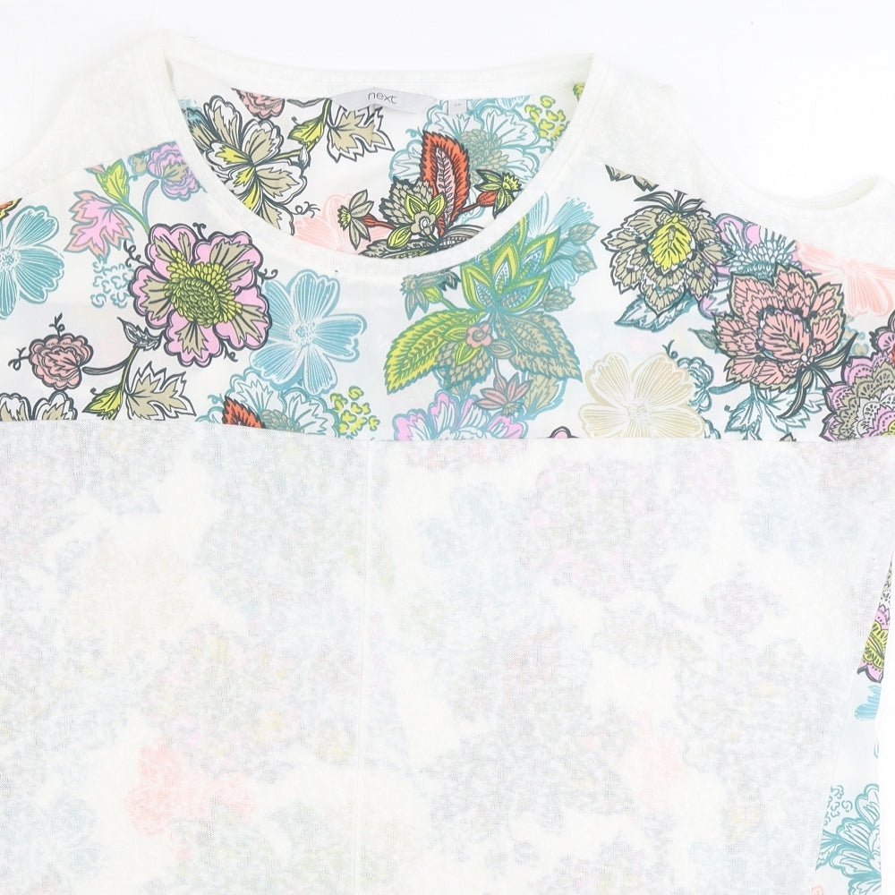 NEXT Womens Multicoloured Floral Polyester Basic T-Shirt Size 20 Round Neck