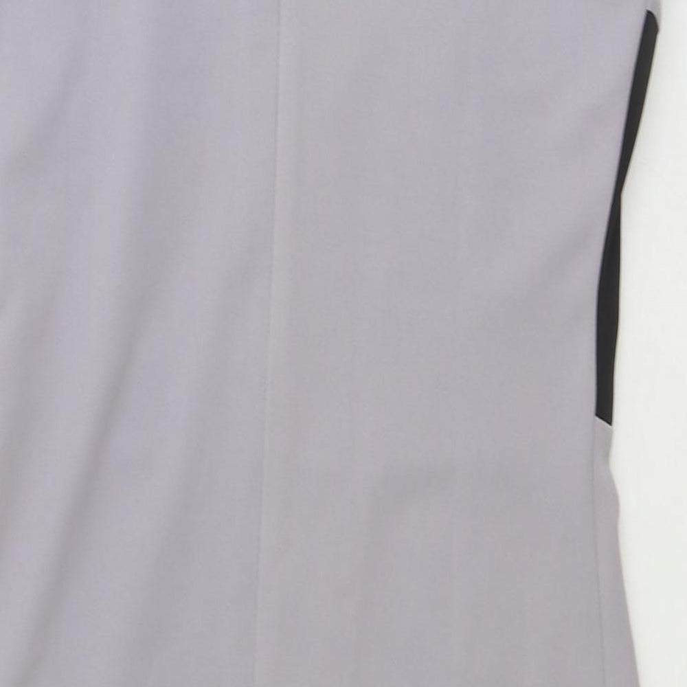 City Goddess Womens Grey Colourblock Polyester A-Line Size 16 Round Neck Zip