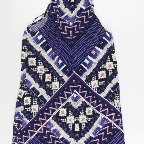 Warehouse Womens Multicoloured Geometric Viscose A-Line Size 8 Round Neck Tie