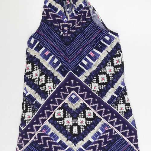 Warehouse Womens Multicoloured Geometric Viscose A-Line Size 8 Round Neck Tie