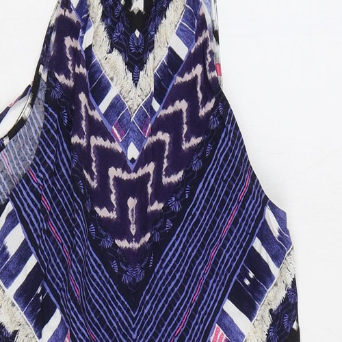 Warehouse Womens Multicoloured Geometric Viscose A-Line Size 8 Round Neck Tie