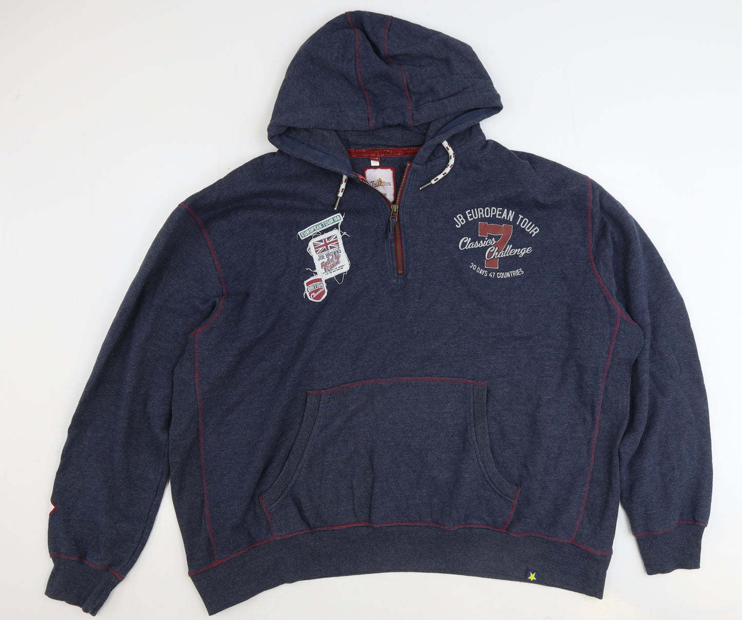 Joe Browns Mens Blue Cotton Pullover Hoodie Size 3XL