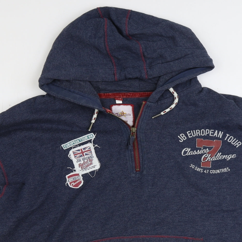 Joe Browns Mens Blue Cotton Pullover Hoodie Size 3XL