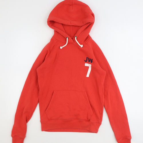 Jack Wills Womens Red Cotton Pullover Hoodie Size 8 Pullover