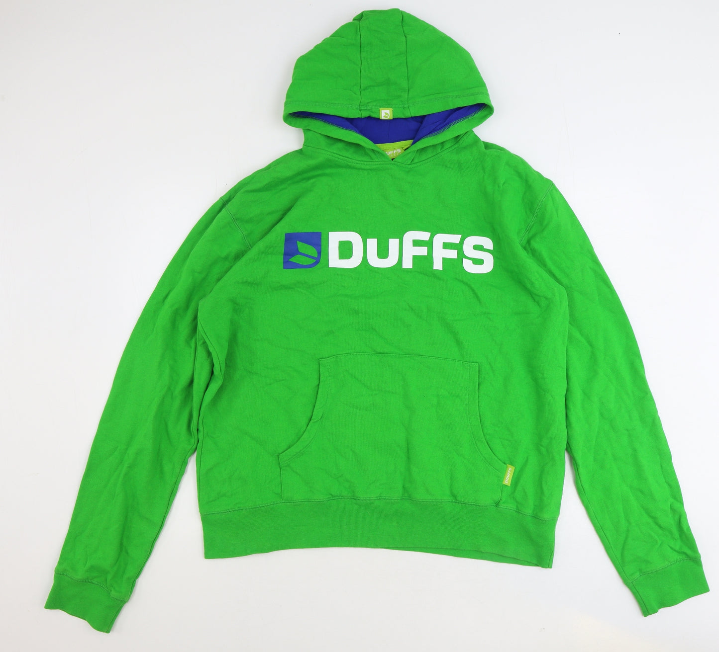 Duffs Mens Green Cotton Pullover Hoodie Size XL