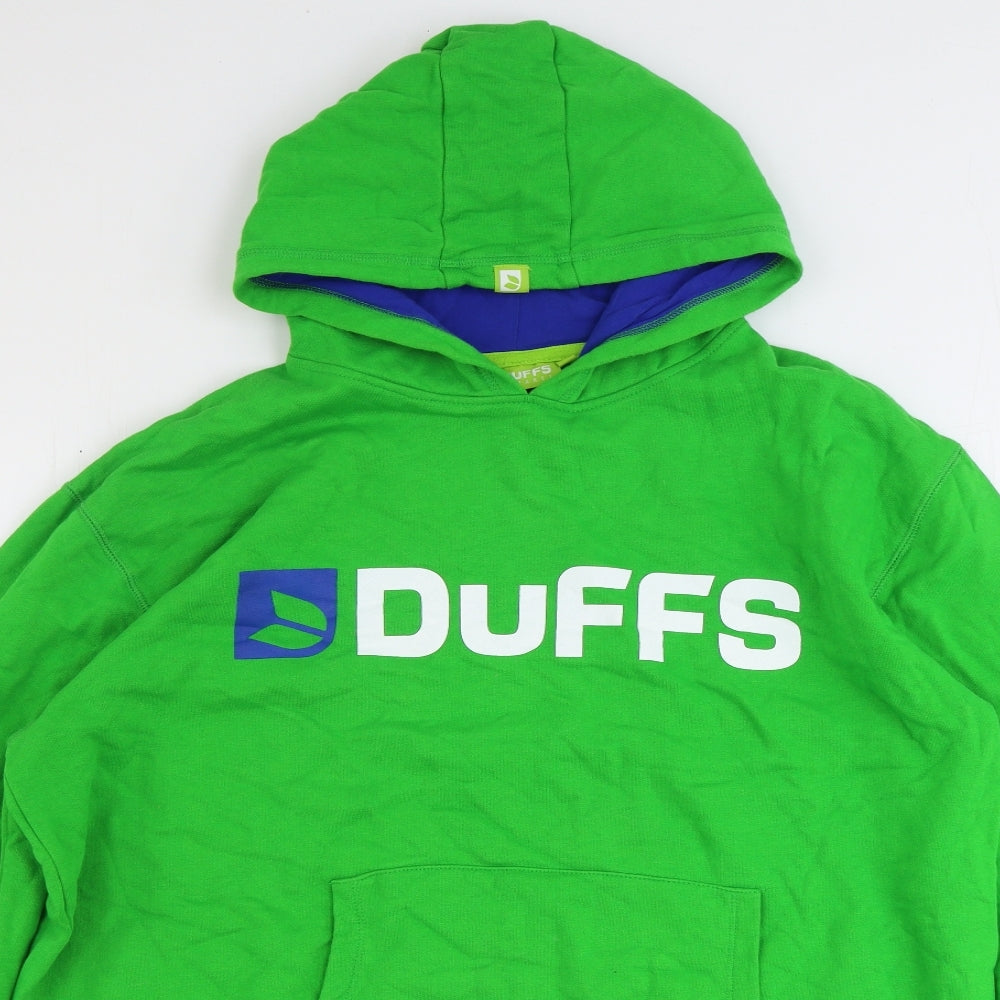 Duffs Mens Green Cotton Pullover Hoodie Size XL