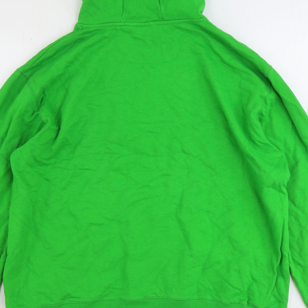 Duffs Mens Green Cotton Pullover Hoodie Size XL