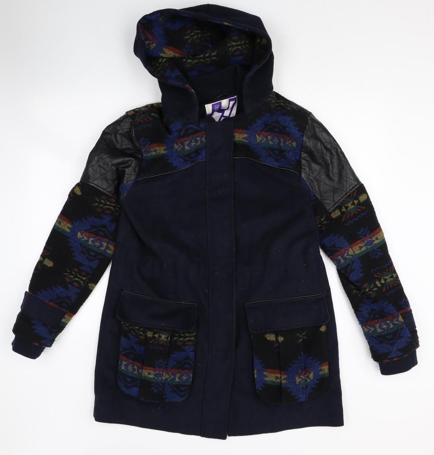 Debenhams Womens Multicoloured Fair Isle Overcoat Jacket Size 10 Snap