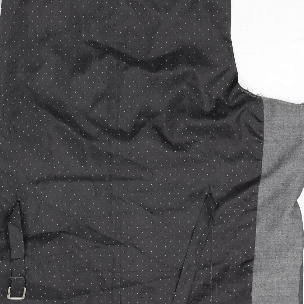 F&F Mens Grey Polyester Jacket Suit Waistcoat Size 38 Regular