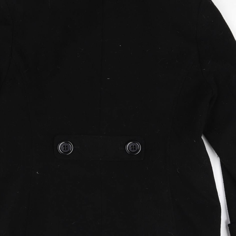 Debenhams Womens Black Pea Coat Coat Size 10 Button