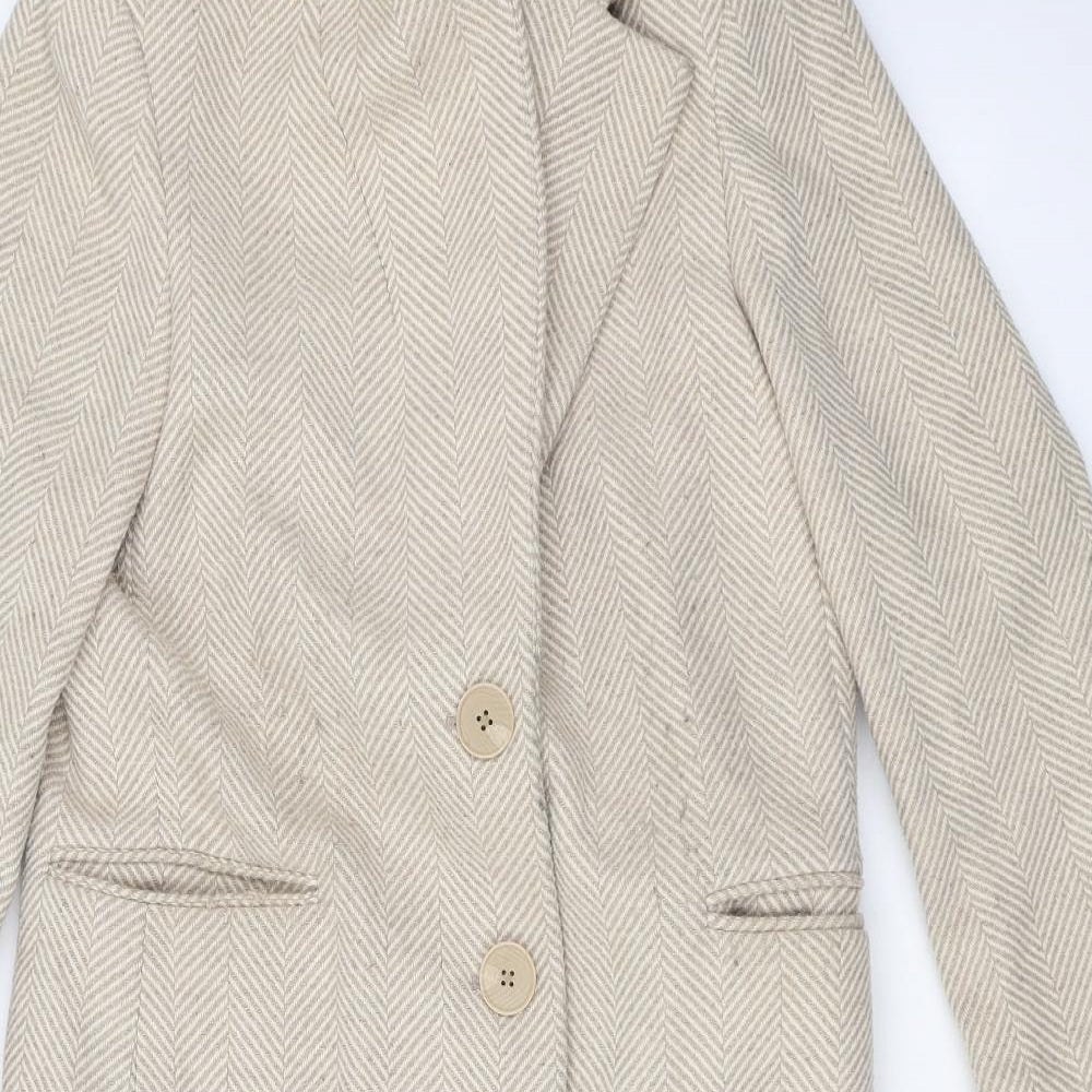 Marks and Spencer Womens Beige Overcoat Coat Size 8 Button