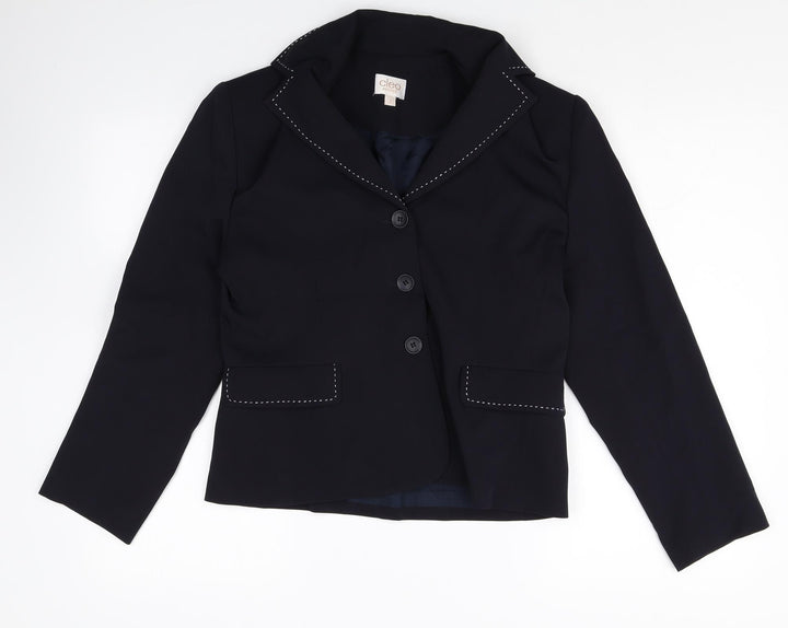 Cleo Womens Black Polyester Jacket Blazer Size 10