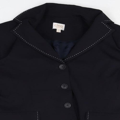 Cleo Womens Black Polyester Jacket Blazer Size 10