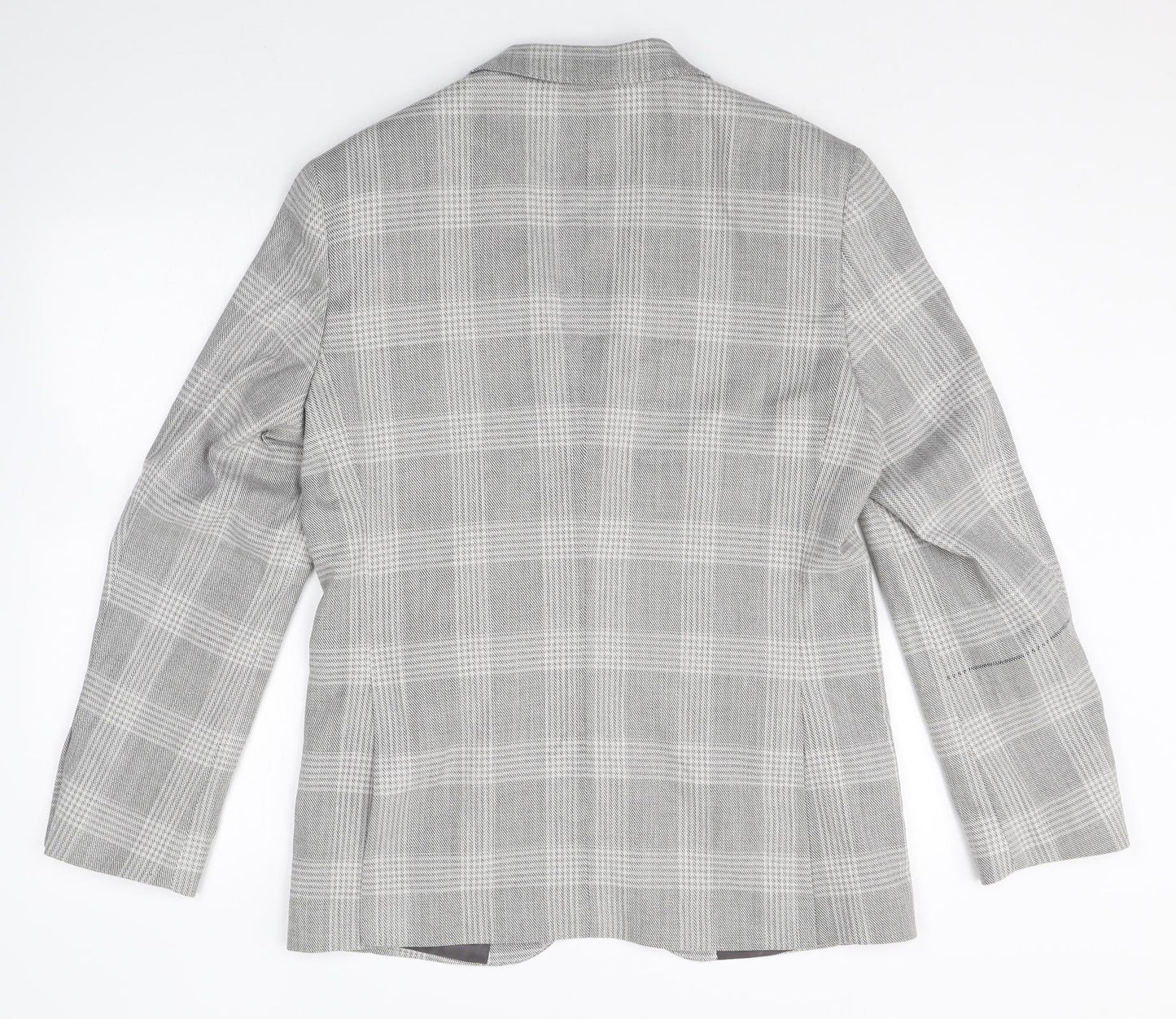 Marks and Spencer Mens Grey Plaid Polyester Jacket Blazer Size 38 Regular
