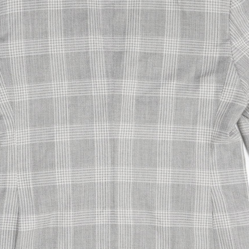 Marks and Spencer Mens Grey Plaid Polyester Jacket Blazer Size 38 Regular