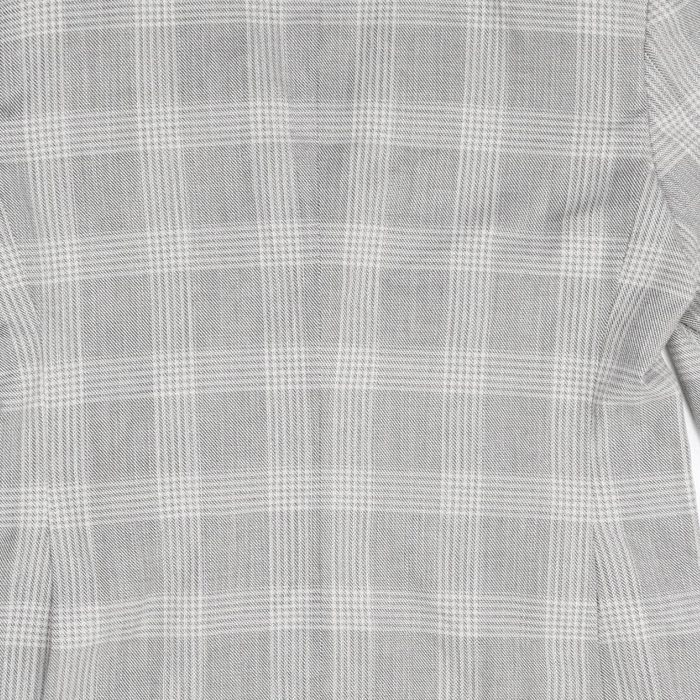 Marks and Spencer Mens Grey Plaid Polyester Jacket Blazer Size 38 Regular