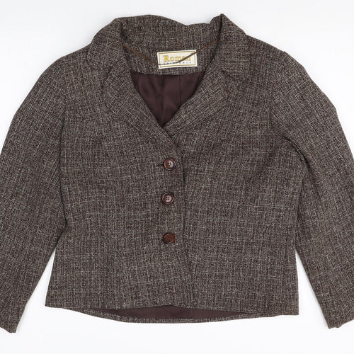 Roman Womens Brown Plaid Polyester Jacket Suit Size 16