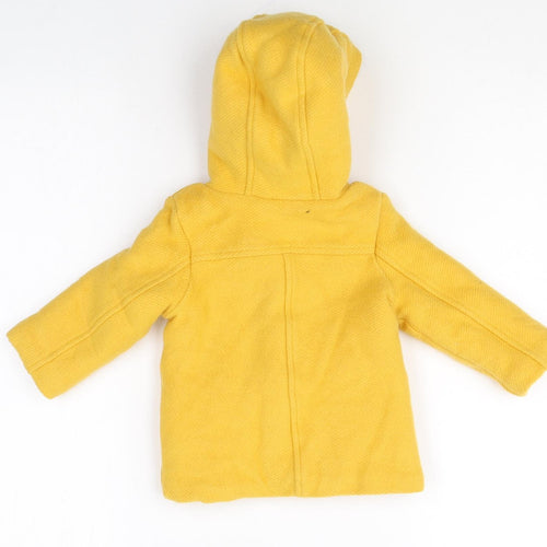 John Lewis Yellow Duffle Coat Coat Size 3-6 Months Hook & Loop