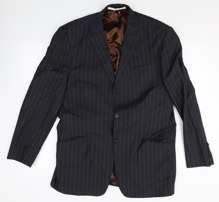 NEXT Mens Black Striped Wool Jacket Blazer Size 42 Regular