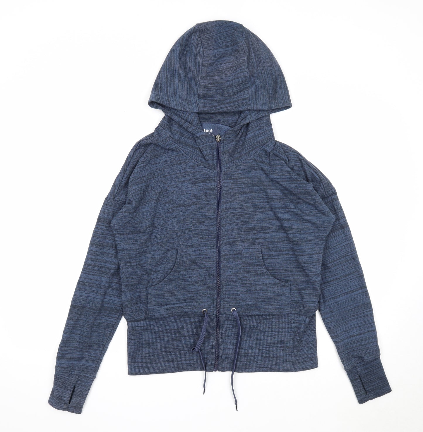 Soluxe Mens Blue Cotton Full Zip Hoodie Size M