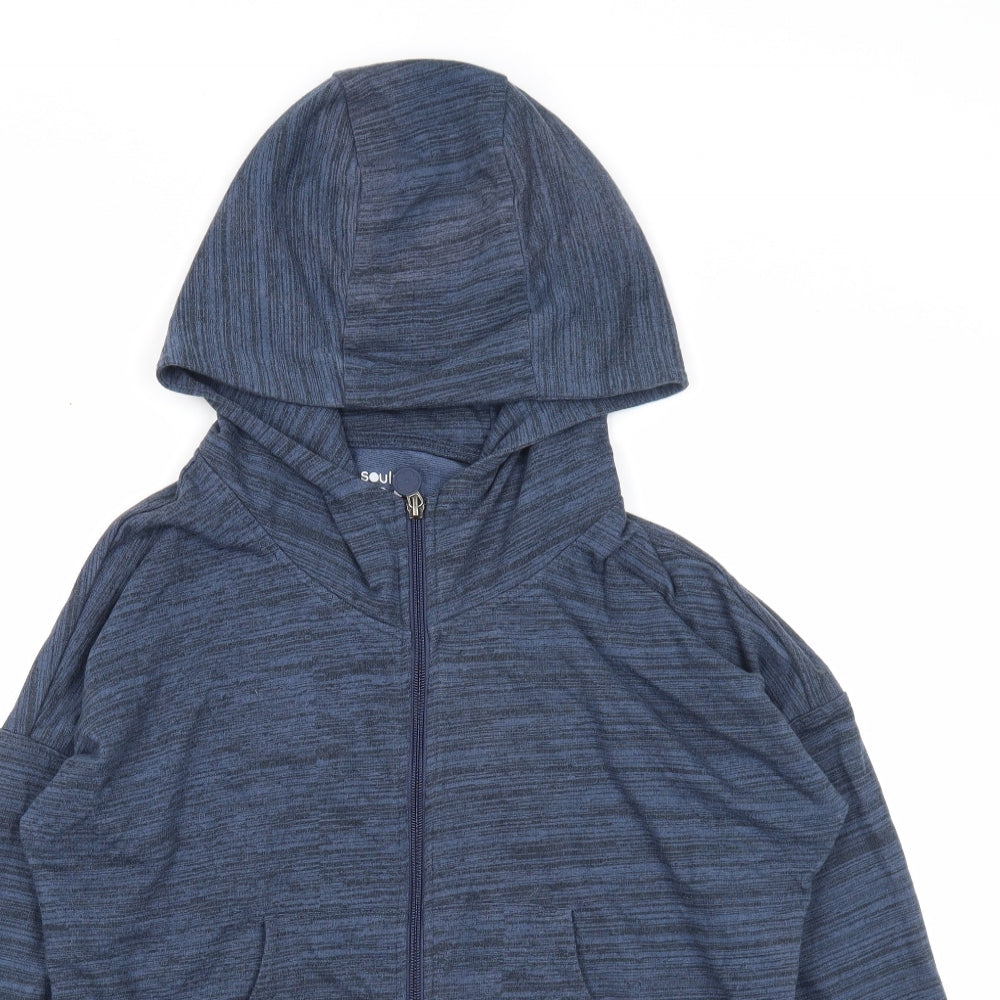 Soluxe Mens Blue Cotton Full Zip Hoodie Size M
