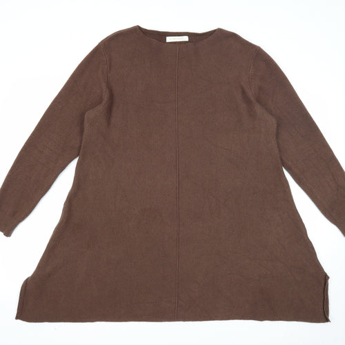 E-Woman Womens Brown Viscose A-Line Size S Round Neck Pullover