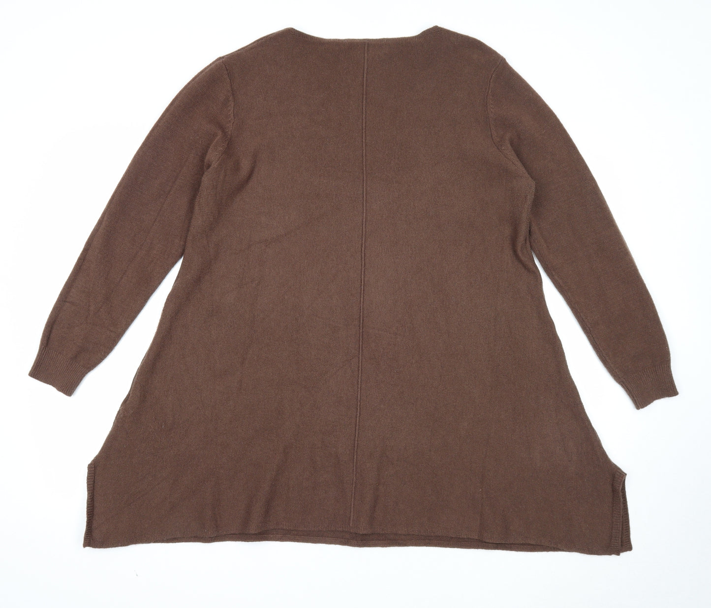 E-Woman Womens Brown Viscose A-Line Size S Round Neck Pullover