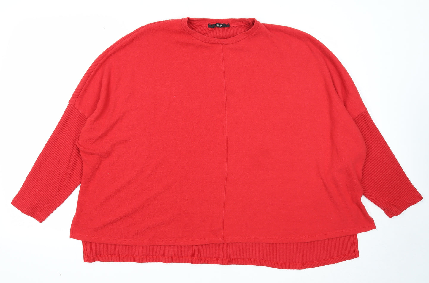 George Womens Red Round Neck Polyester Pullover Jumper Size XL