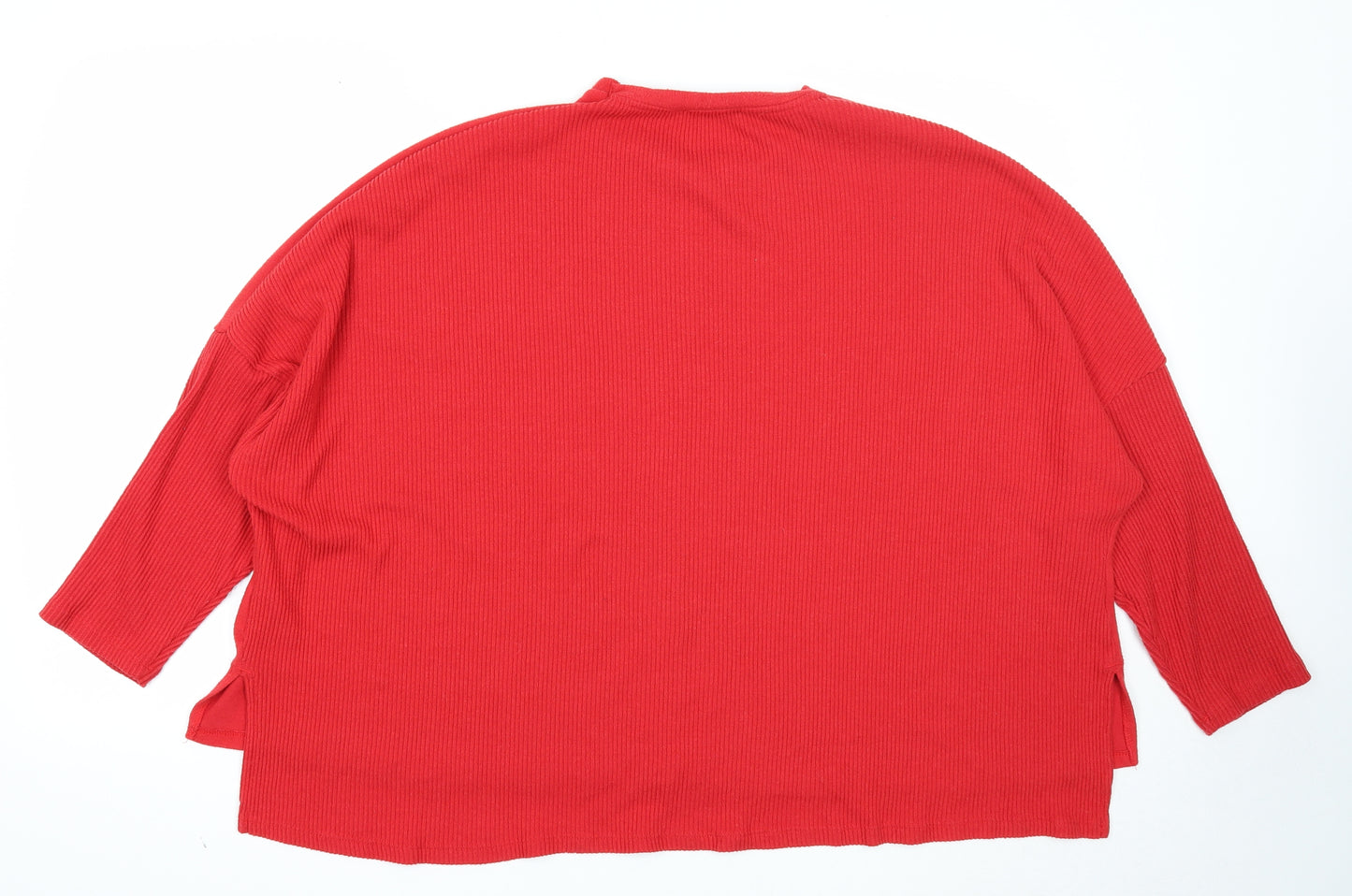 George Womens Red Round Neck Polyester Pullover Jumper Size XL