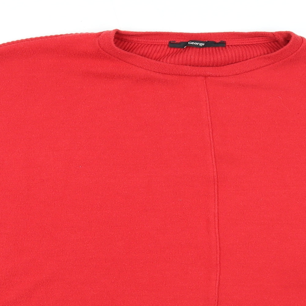 George Womens Red Round Neck Polyester Pullover Jumper Size XL