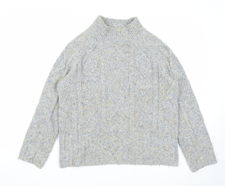 Per Una Womens Grey Mock Neck Polyester Pullover Jumper Size S