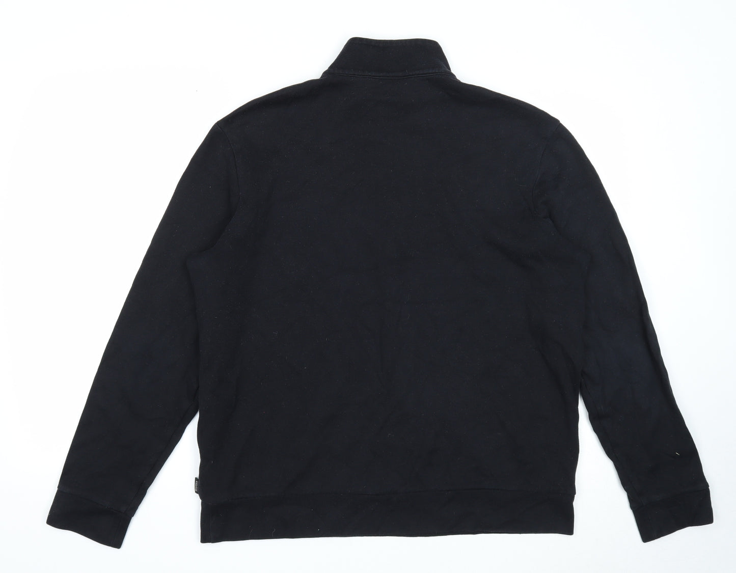 HUGO BOSS Womens Black Cotton Pullover Sweatshirt Size 2XL Zip