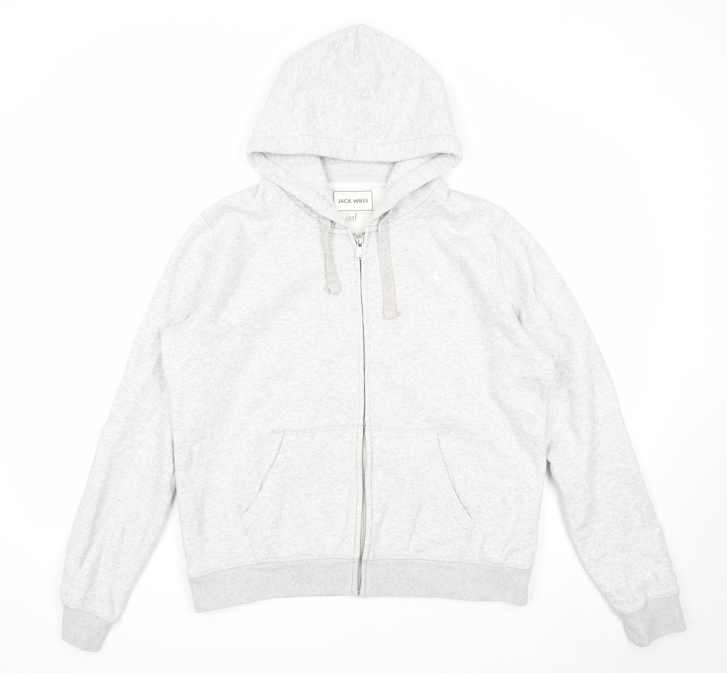 Jack Wills Womens Grey Cotton Full Zip Hoodie Size 16 Zip