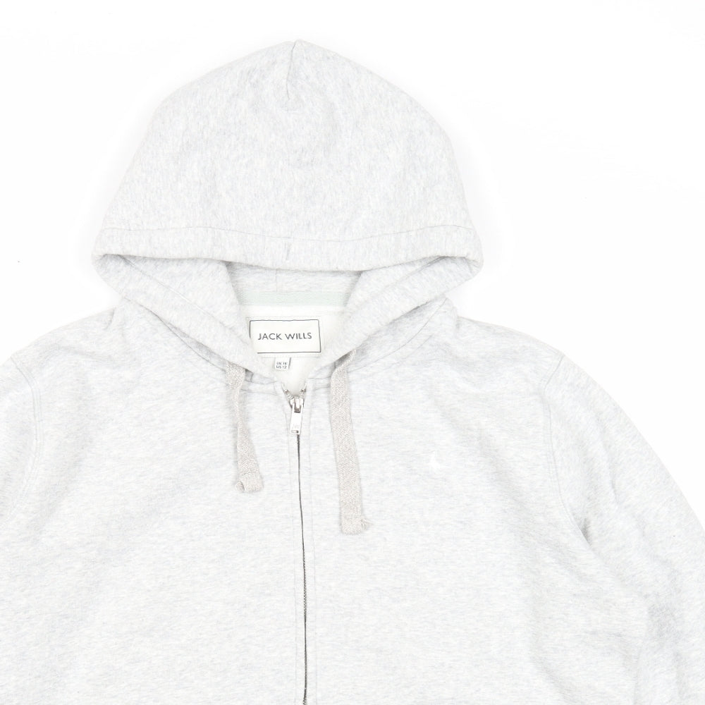 Jack Wills Womens Grey Cotton Full Zip Hoodie Size 16 Zip